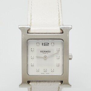 Hermes 34mm Stainless Steel and Diamond 'H' Heure Large Model Watch H11.801